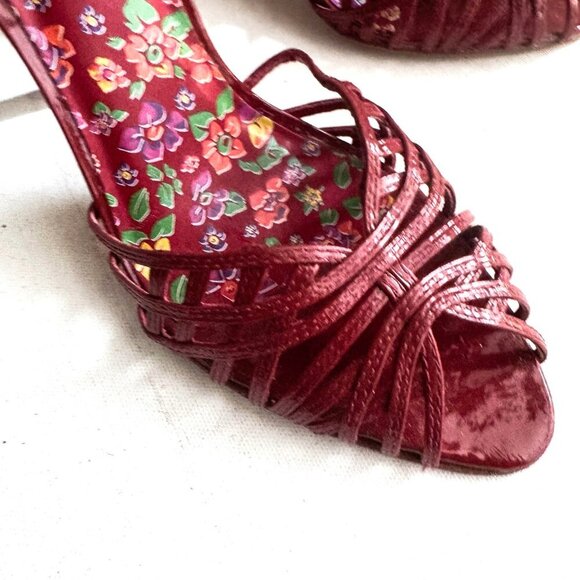Vintage Aldo Leather Red Strappy Sexy High Heels 39 - Picture 6 of 13